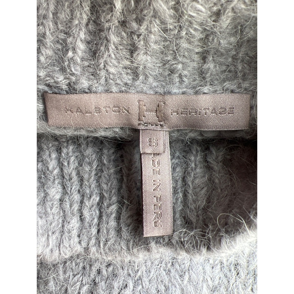 Halston Sweater Heritage Alpaca Wool Blend Womens Small Gray Soft Luxe Classic - Picture 6 of 9